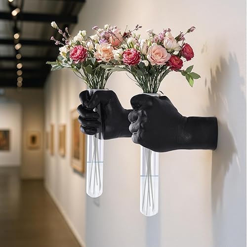 Miniatura 11 de 2 piezas de esculturas de pared, florero de manos para decoración del hogar, escultura artística de montaje en pared, estatua de arte de pared Oro