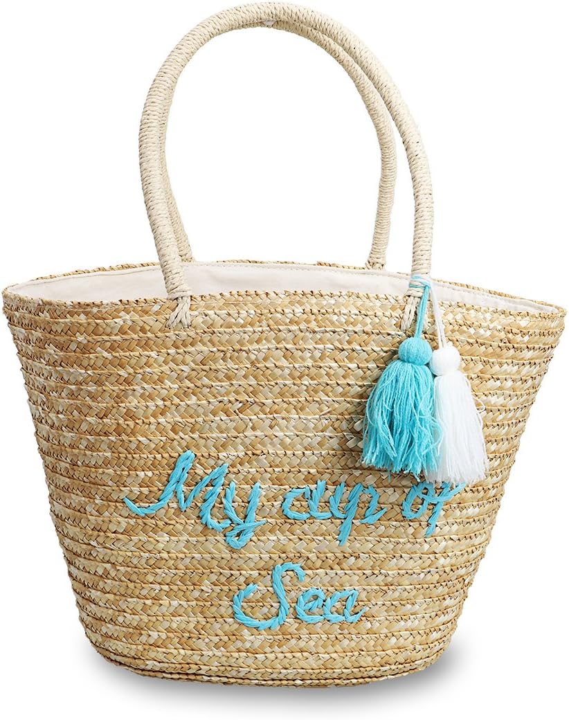 Hogoo Woven Tote Bag for Women Straw Summer Beach Letter Handbags