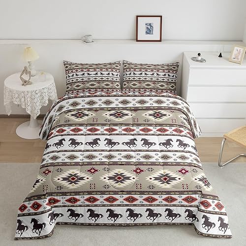 Feelyou Kids Western Bedding Set Queen Size, Southwestern Aztec Comforter Set Bo