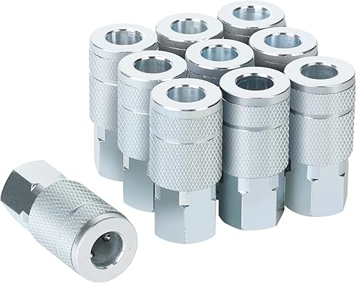 Accesorios de manguera de aire de 14, Tamaño de roscas hembra de 14 de pulgada, Acoplador tipo T automotriz, Material de acero, Presión de trabajo