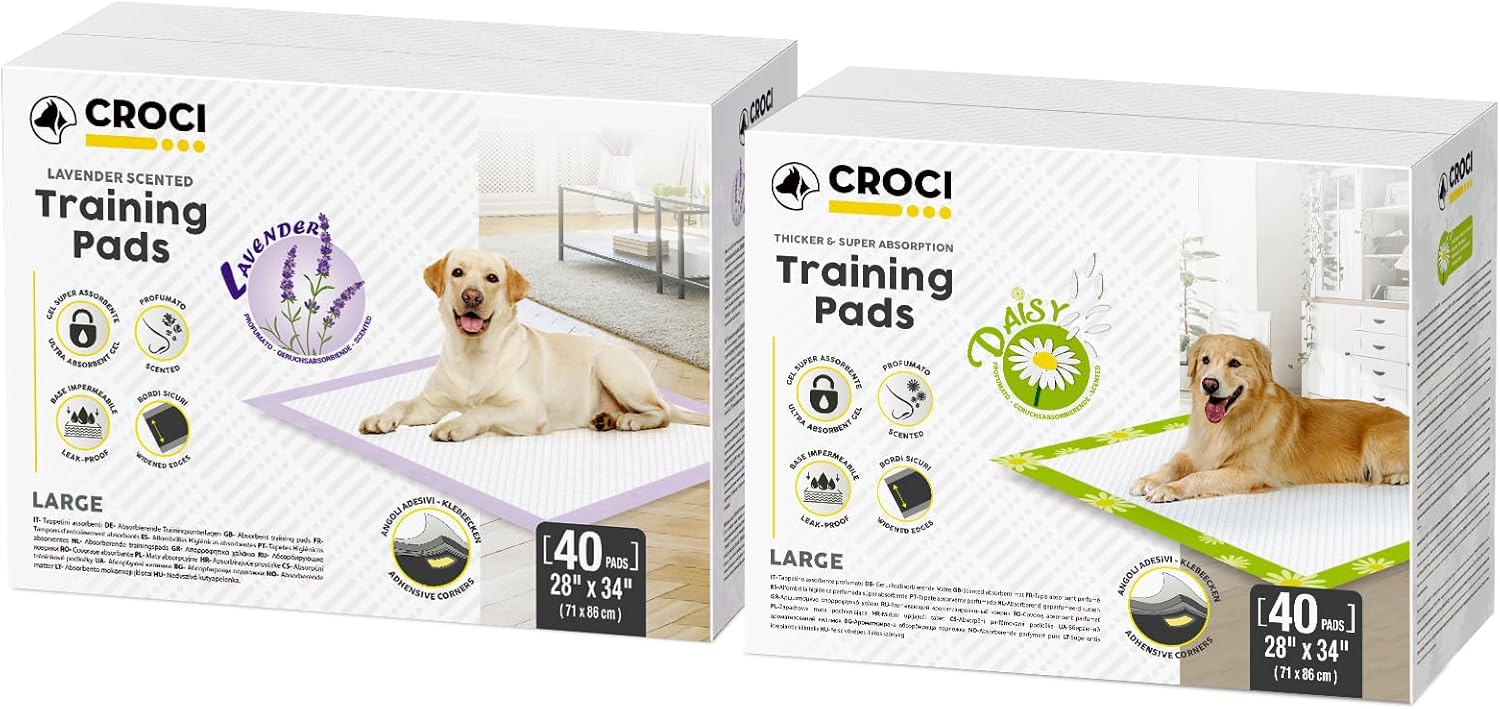 CROCI Dog Pads 28x34in Lavender Scented 40 Counts, Daisy Scented 40 Counts