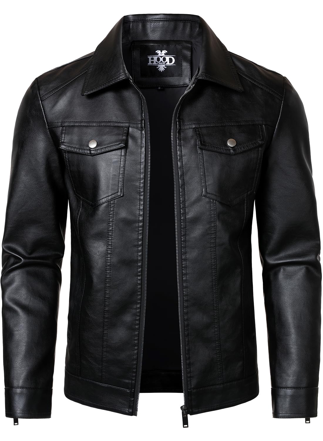HOOD CREW Faux Leather Motorcycle Jacket
