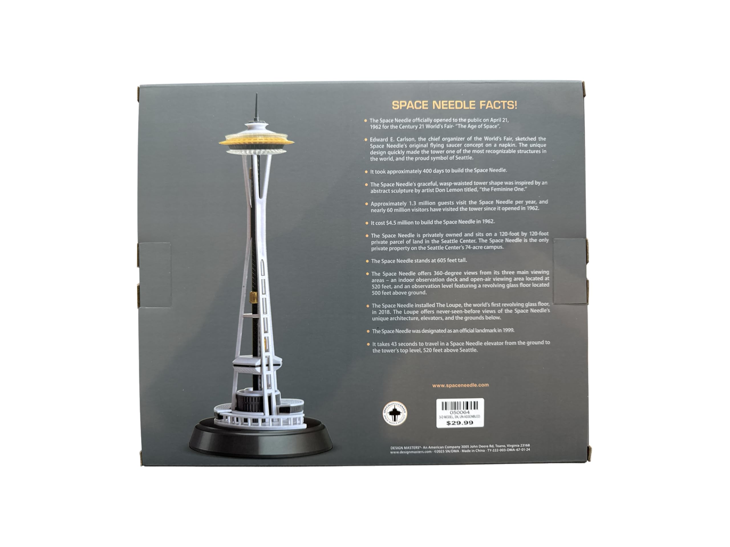 Space Needle 10-inch Architectural Model Kit, 30+ Detailed Pieces, Display Base Included - Image 3