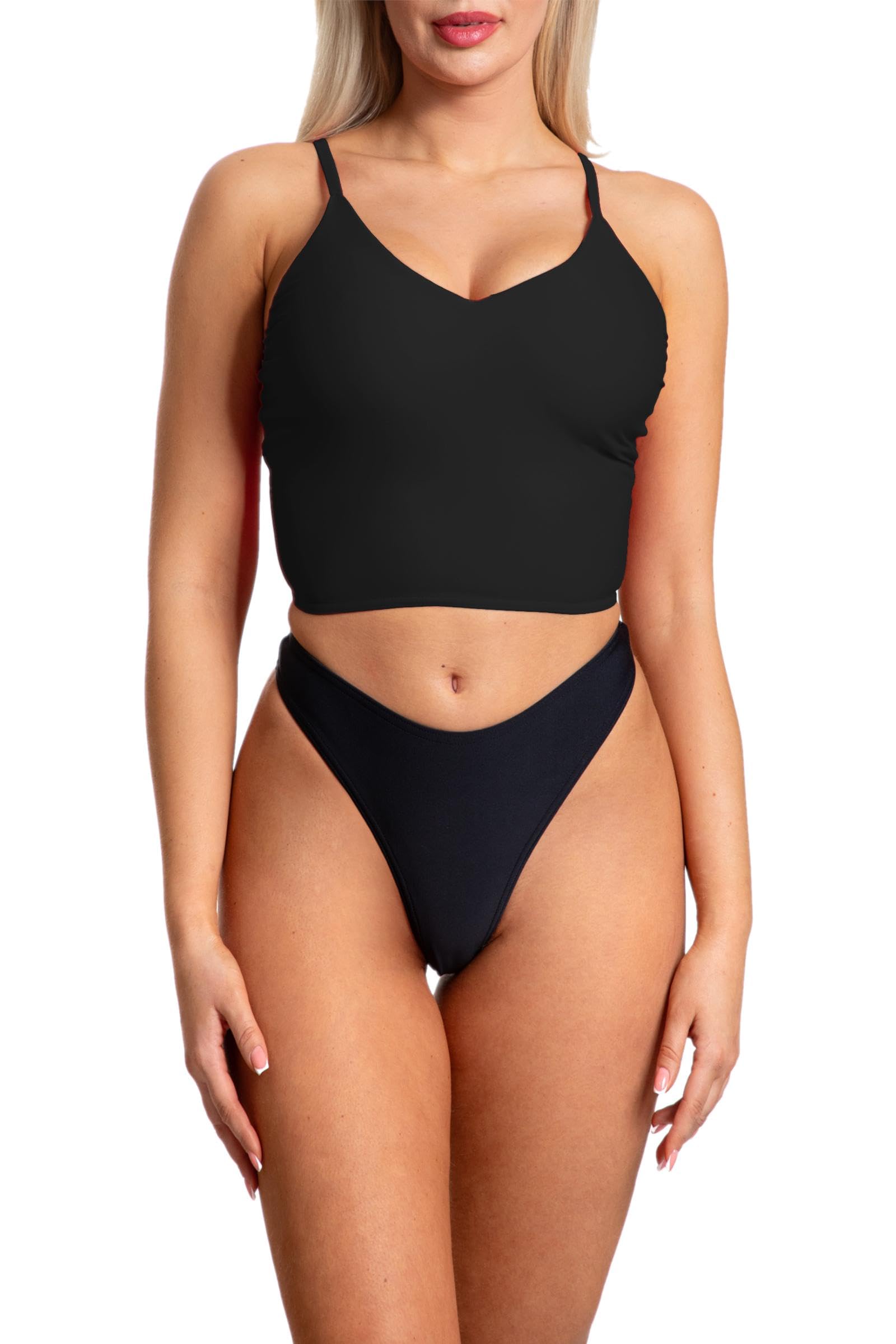 Aquarti Damskie spodnie bikini Thong Bottom Tanga wysoka talia