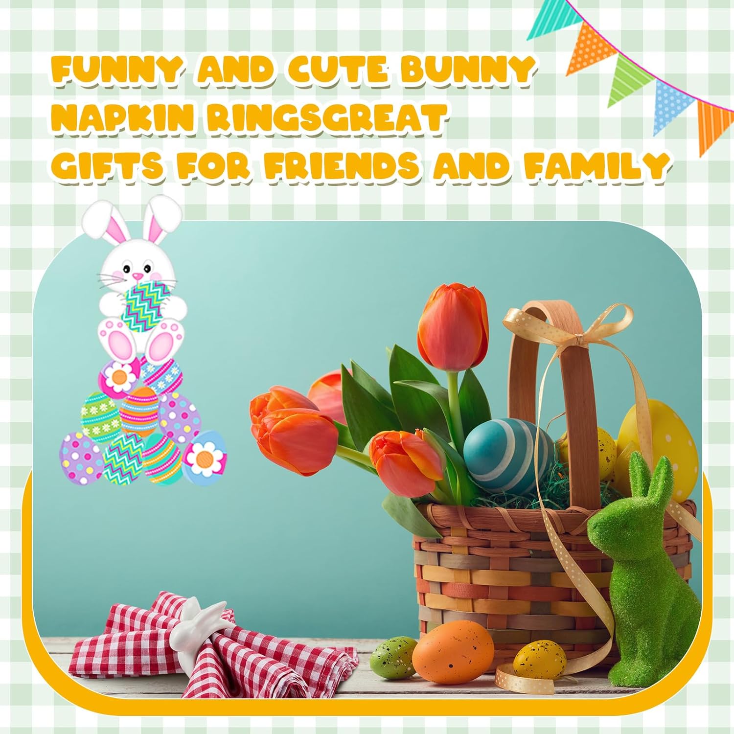 Tessco 磁器イースターナプキンリング 8個セット ホワイトラビット