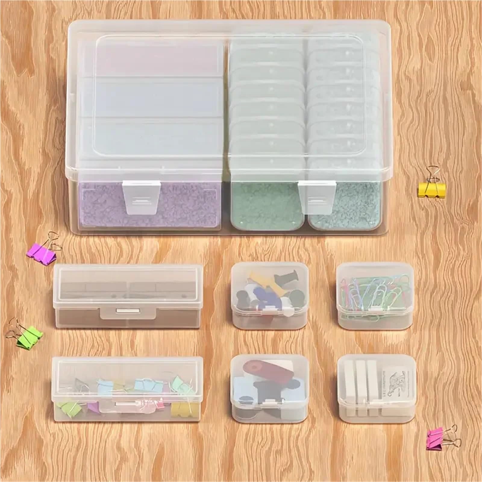 Aufbewahrungsbox für Fuse Beads 7 große rechteckige Boxen, 16 kleine quadratische Perlenaufbewahrungsset, transparenter Behälter mit Deckel(2Pcs)