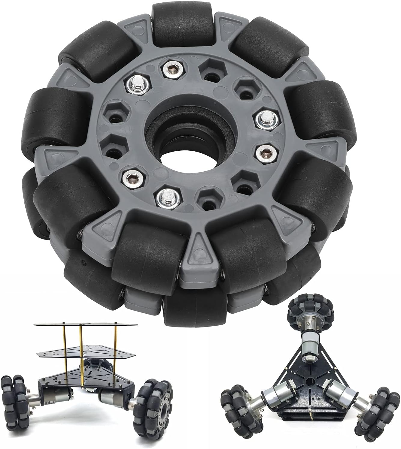 Omni Wheel 100mm, Double Row Wheels Omni RC Car Wheel 100mm / 4in Turning Faster for Robot Racing Wheel 14041