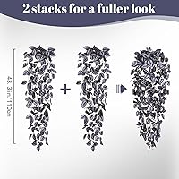 Vista 2 de BLEUM CADE Plantas Colgantes Falsas, 2pcs Planta Colgante Artificial, Enredaderas Falsas de Color Morado Profundo Planta Colgante para Pared Hogar