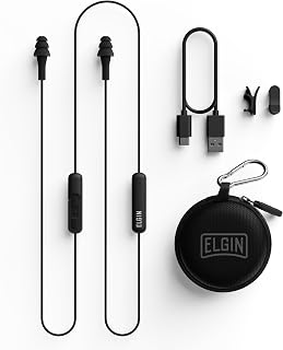Elgin Ruckus Wireless Bluetooth Earplug Headphones, 25 dB Noise Reduction Ear Plug Earbuds, Noise Cancelling Mic, 12 Hour Battery, IP65 sweatproof, OSHA Compliant Hearing Protection, Work Safety