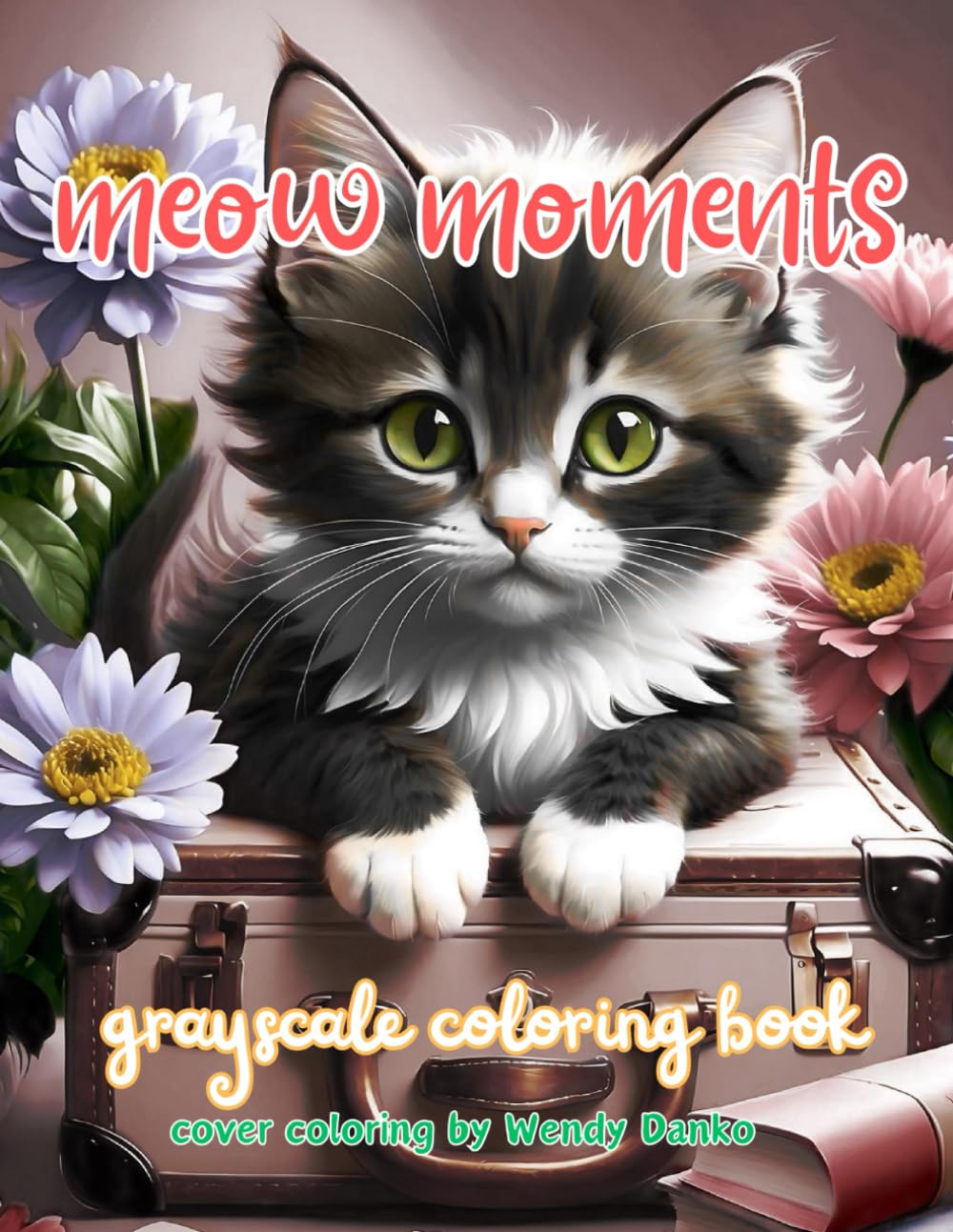 Moaw moments: grayscale coloring book