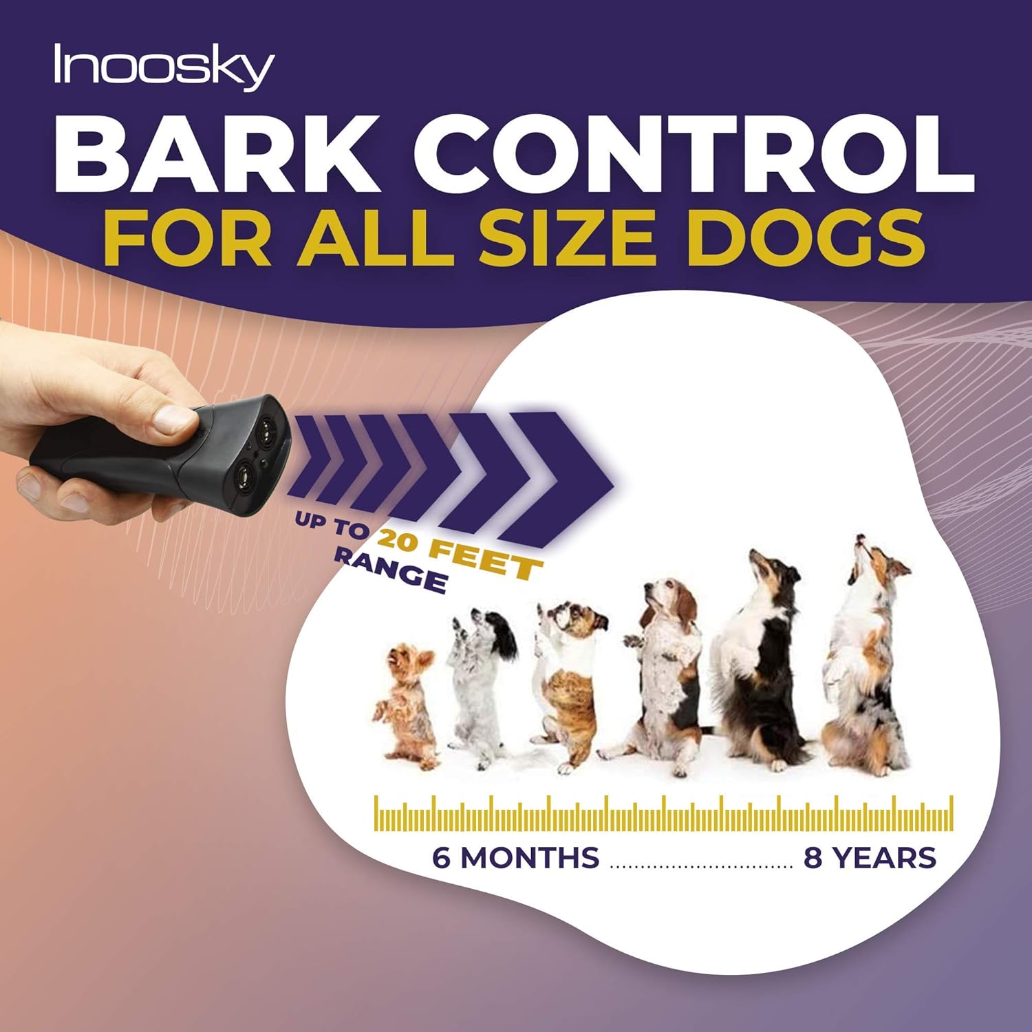 Ultrasonic Dog Training-Bark Control Device for Small Medium and Large Dogs, Deterrent Devices- Anti Barking Device up to 16.4 feet Range-Safe for Human & Dogs (Black)