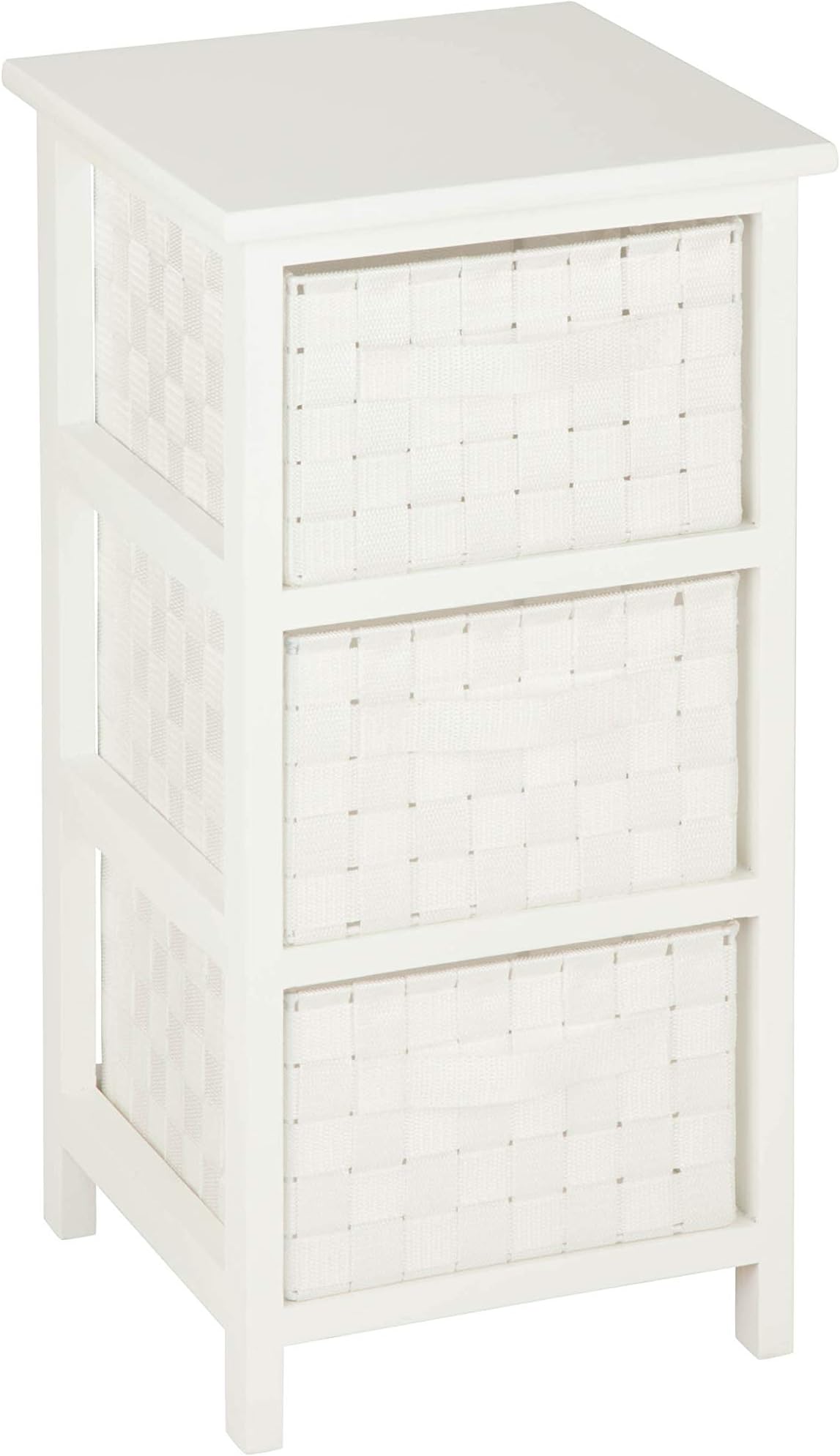 Honey-Can-Do Small Storage Cabinet with Wooden Frame & Woven Fabric Drawers, White OFC-09219, 30 lbs