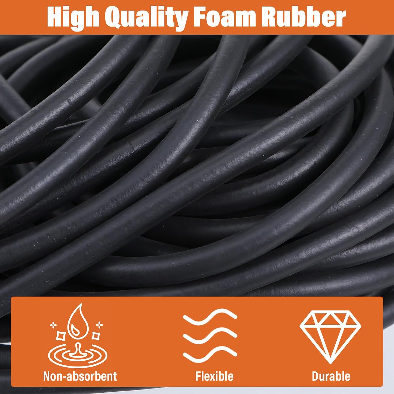 1/4 Inch x 164 FT Backer Rod Foam Rubber Caulk Saver Concrete Expansion Joint Filler Weather Strip Seal for Gaps and Joints Gray