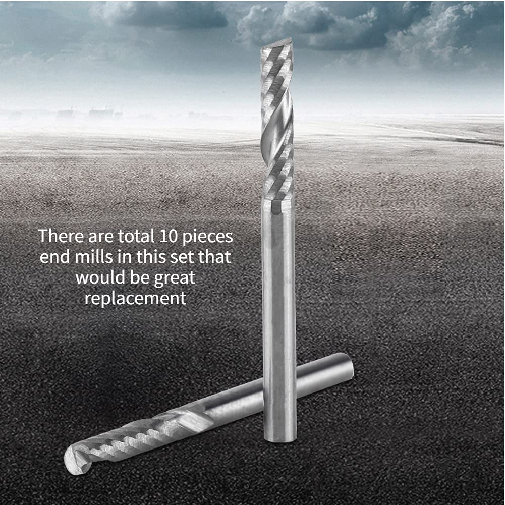 Fresas de extremo, 10 piezas Fresas de extremo en espiral de carburo de tungsteno de vástago de 4 mm Fresas Fresas de una sola flauta Fresas CNC Fresas para aplicaciones de fresado industrial