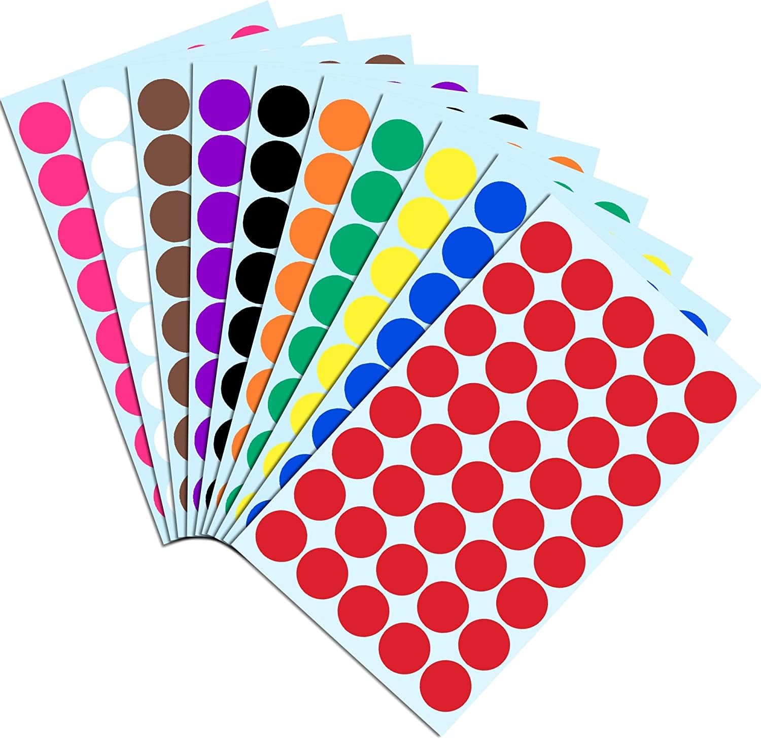 2000 Labels Piece Mix Color 1 Inch/25mm Round Dot Sticker Self Adhesive Labels Writable Surface for Kids Activity, File Classification, Calendar Planner (Mix Color)