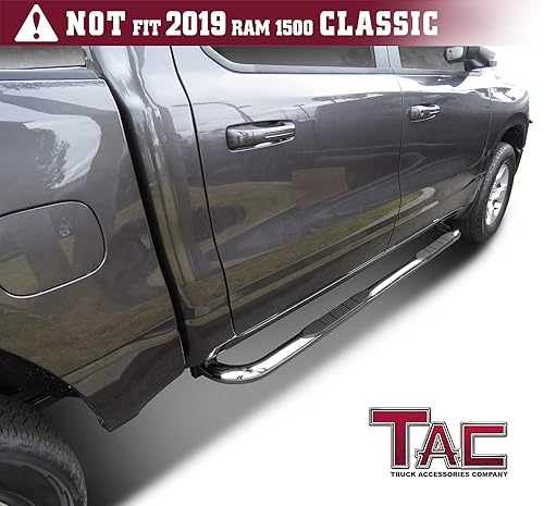 Miniatura 2 de TAC - Estribos laterales compatibles con RAM 1500 Crew Cab 2019-2025 (excluye RAM 1500 Classic 2019-2024), barras laterales de acero inoxidable de