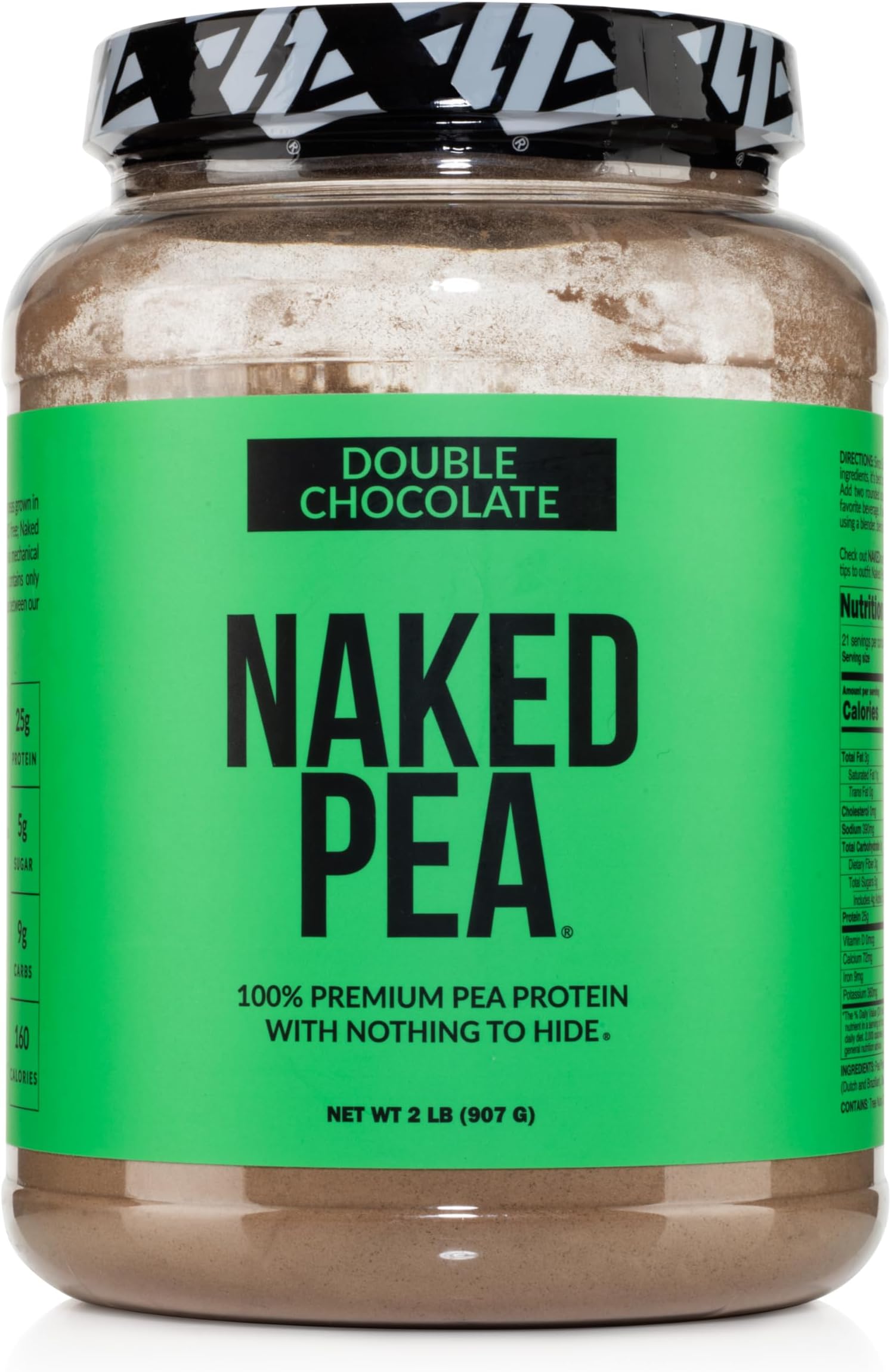 NAKED Pea - Double Chocolate Protein from US & Canadian Farms, Organic Cocoa, Organic Coconut Sugar - No GMO, No Soy, and Gluten Free, Aid Growth and Recovery - 21 Servings