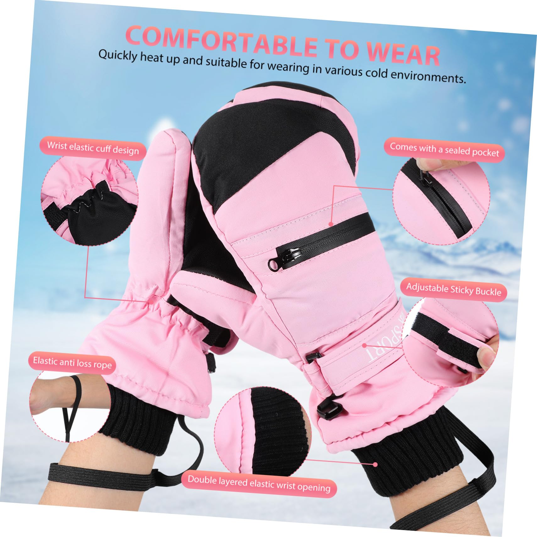Toddmomy de Ski Imperméables et Coupe-vent pour Hommes et Femmes Thermiques Chauds Écran Tactile Résistants à Eau pour Activités Hivernales Extérieur
