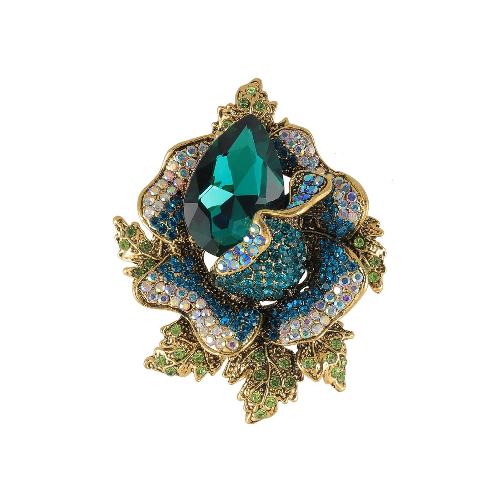 Broches para mujer con diamantes de imitación y diseño de plantas elegantes