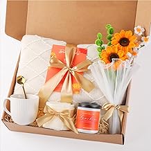 oolevassy Sunflower Birthday Gifts for Women, Care Package for Women, Birthday Box for Woman, Hug in A Box, Get Well Basket, Gift Set, Self Care Gift Basket, Self Care Package