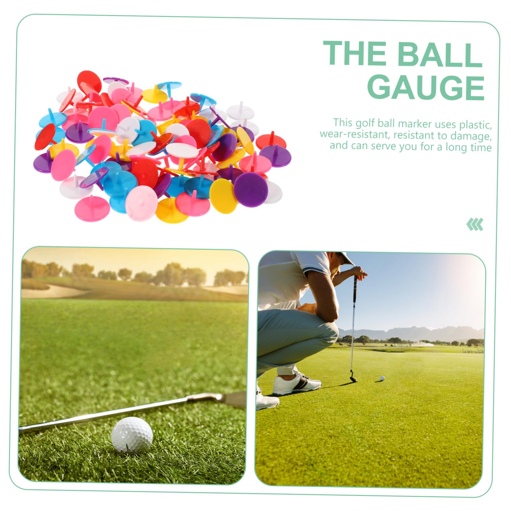 TOYANDONA Runde Golfballmarker Farbige Golfmarkierungswerkzeuge aus Kunststoff und Widerstandsfähig 100 Stück für Einfach im Boden zu Platzieren Präzise Ballpositionierung Zufällige Farbe