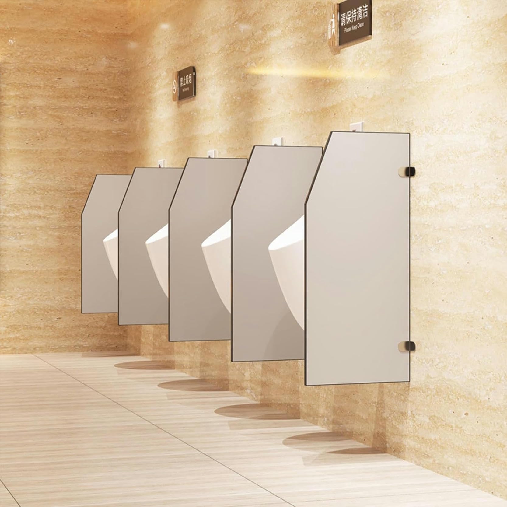 GTHTUHFD Urinal Baffle Screen With Stainless Steel Fittings - Wall Divider Partition For Public Toilets, Men‘S Urinal Privacy Screen For Schools, Hospitals, And Companies,Gray Hanging Style