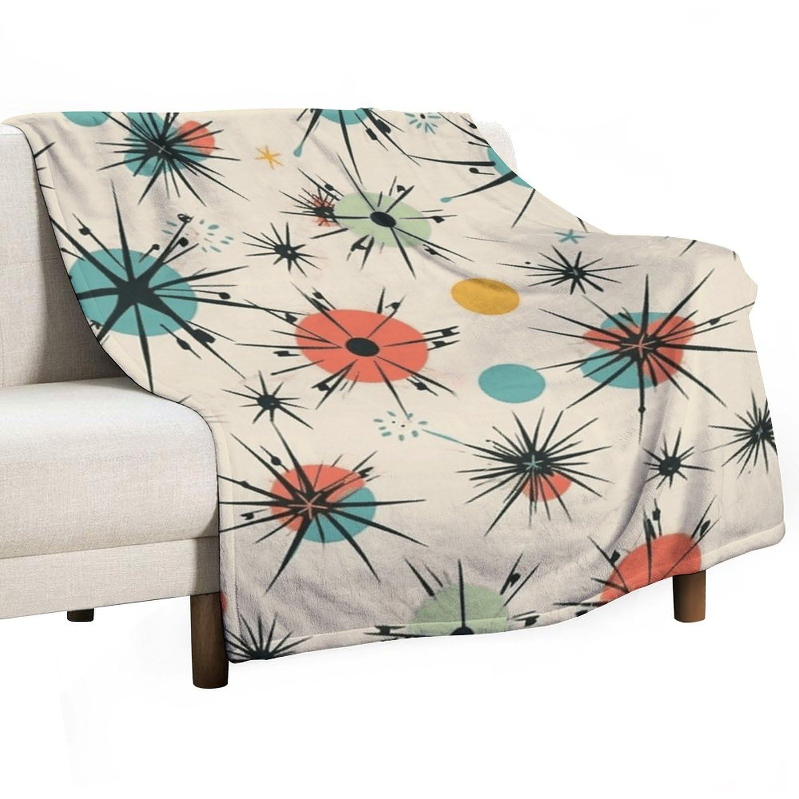 Couverture flanelle 152x203 cm motif étoiles atomiques pour lit