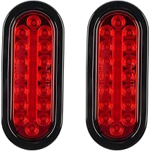 fouwick LED Trailer Lights Kit, 12V Submersible Tail Marker Lights Wiring Lamp Harness for Boat Car Truck RV Utility Snowmobile Turn Signal License Plate Stop Reverse, 6 Inch Oval Red 24LED