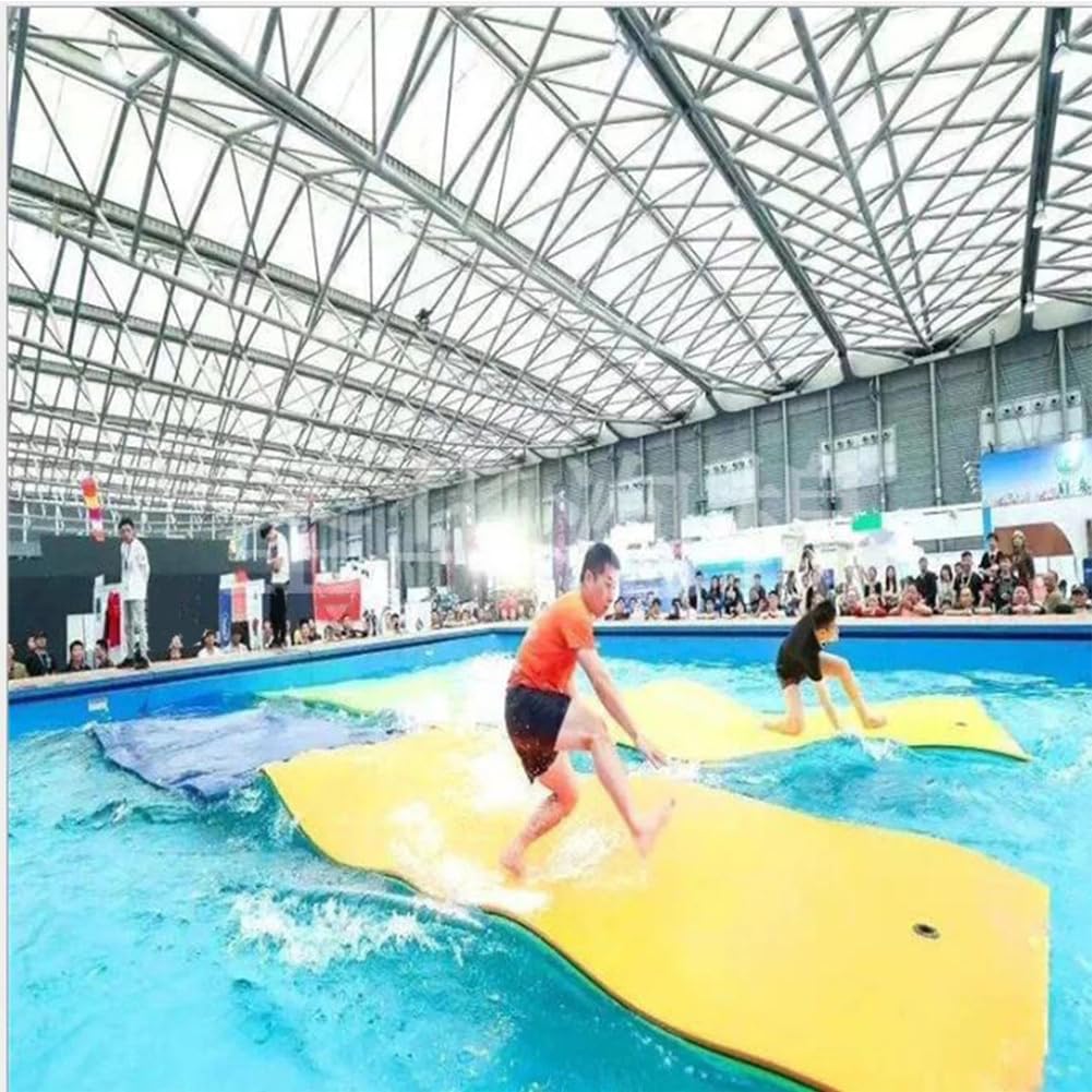 Tappetino Galleggiante Acquatico,Materassino Galleggiante Resistente agli Strappi,per Mare Lago Piscina,Nessuna necessità di Gonfiaggio, Design Pieghevole,Giallo,5.5m x 1.8m x 3.3cm