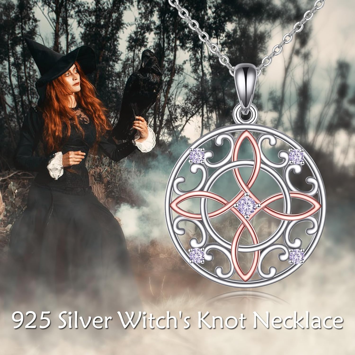 YAFEINI Celtic Knot Necklace Sterling Silver Witches Knot Pendant Necklace Irish Jewelry Gifts For Women - Image 6