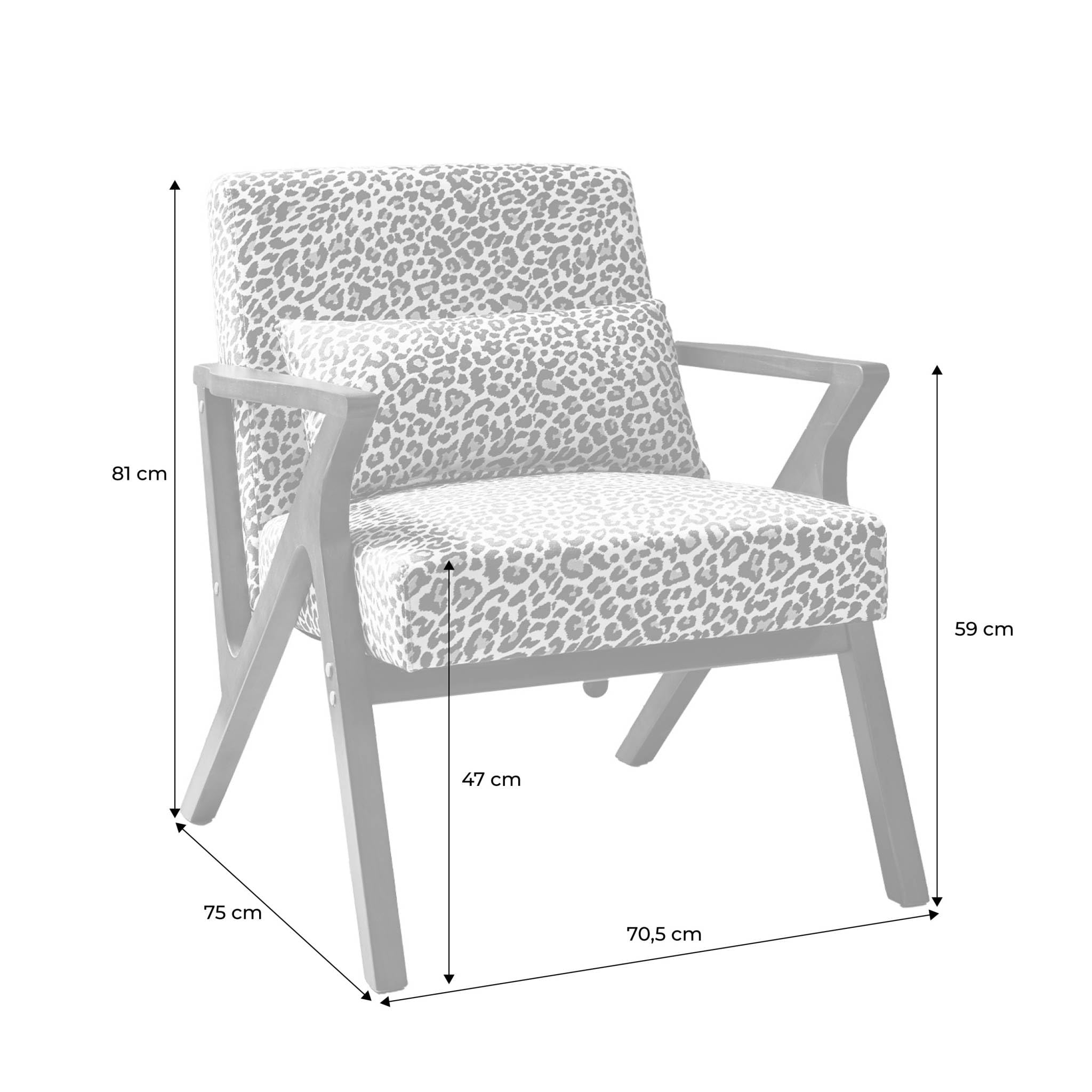 sweeek - Skandinavischer Sessel aus Hevea-Holz mit Leopardenmuster - Antoine