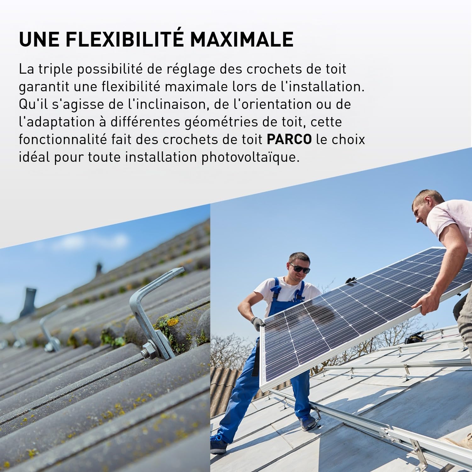 Support de panneau solaire - Crochet de toit photovoltaïque 3 fois réglable 140 x 56 x 5 mm en acier inoxydable 1.4016 pour support de module PV fixation de plaques solaires support de panneau solaire