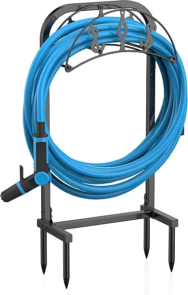 Kesito Garden Hose Holder, Water Hose Holder with 4 Spikes, Hose Reel Holds 150ft Hose, Freestanding, Heavy Duty Hose Stand Hose Hanger Hose Storage Hose Organizer for Outside Lawn Yard