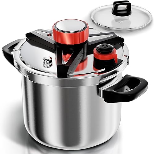 WantJoin Olla a presión de 8 cuartos  Recipiente a presión de acero inoxidable 3 en 1 compatible con cocina de gas y de inducción, dispositivos de