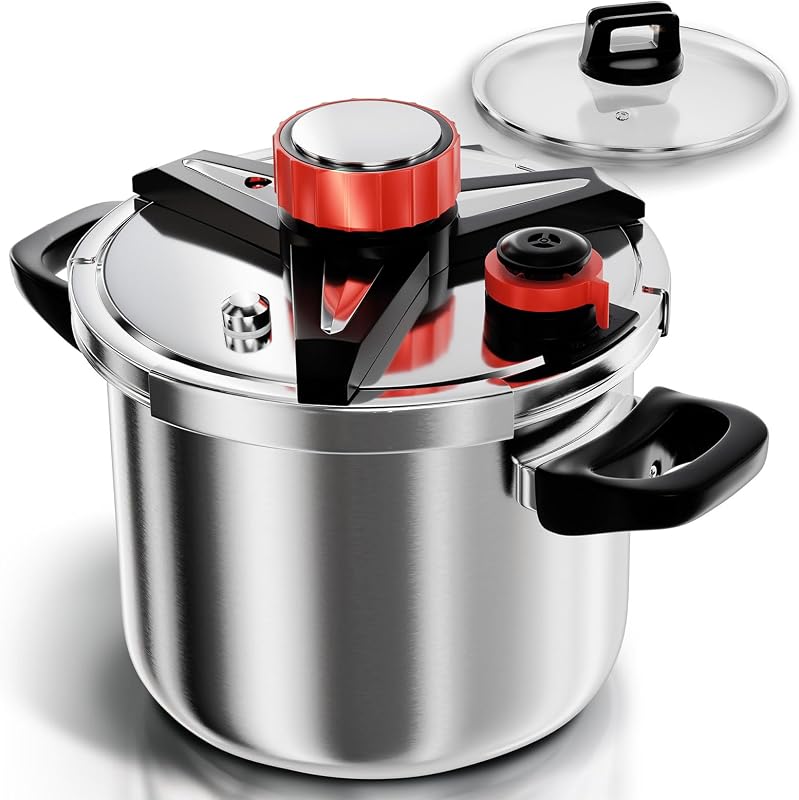 WantJoin 8Qt Pressure Cooker - 3-In-1 Stainless Steel Pressure Canner Compatible with Gas & Induction Cooker,Protective Devices,Canner Rack Included