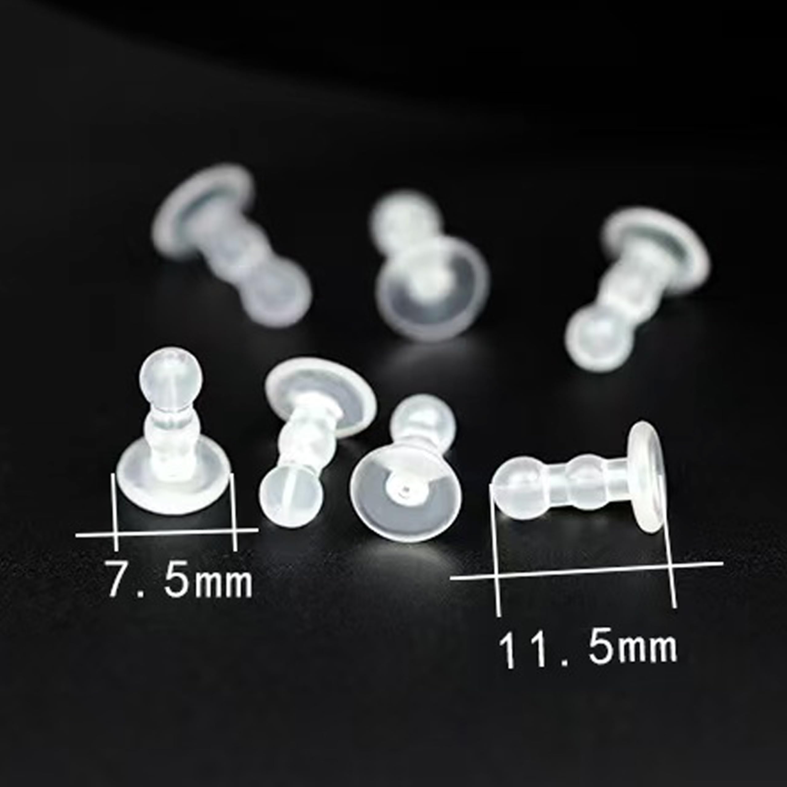 50 piezas de parte trasera impenetrable suave y larga para orejas perforadas, material TPE de grado médico (igual que el chupete), se adapta a todo tipo de aretes (doble bola)