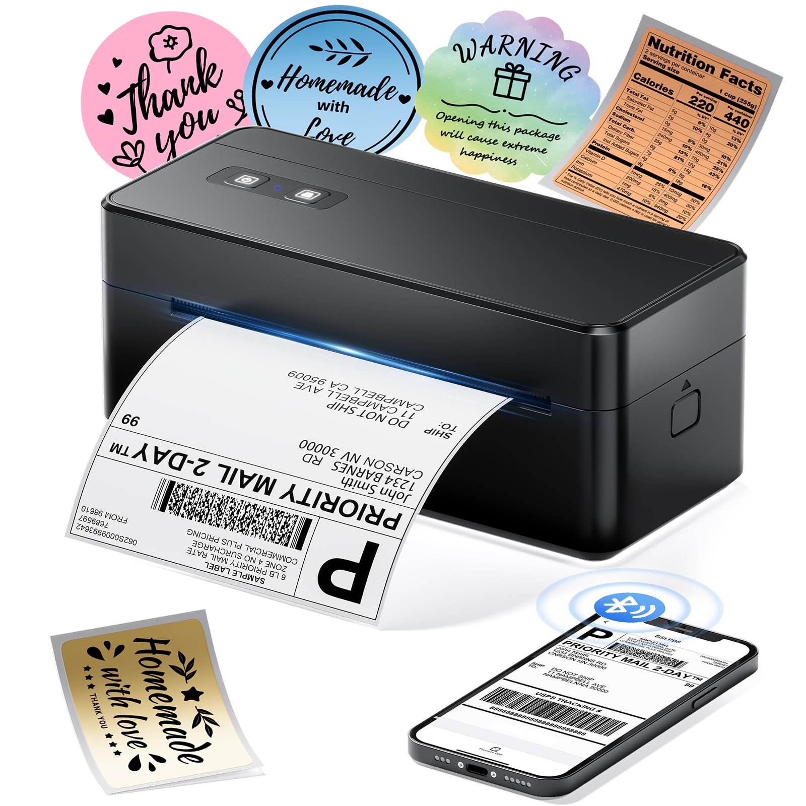 Imprimante Thermique Bluetooth 2410BT 4x6 Étiquette Expédition Compatible Amazon eBay Shopify