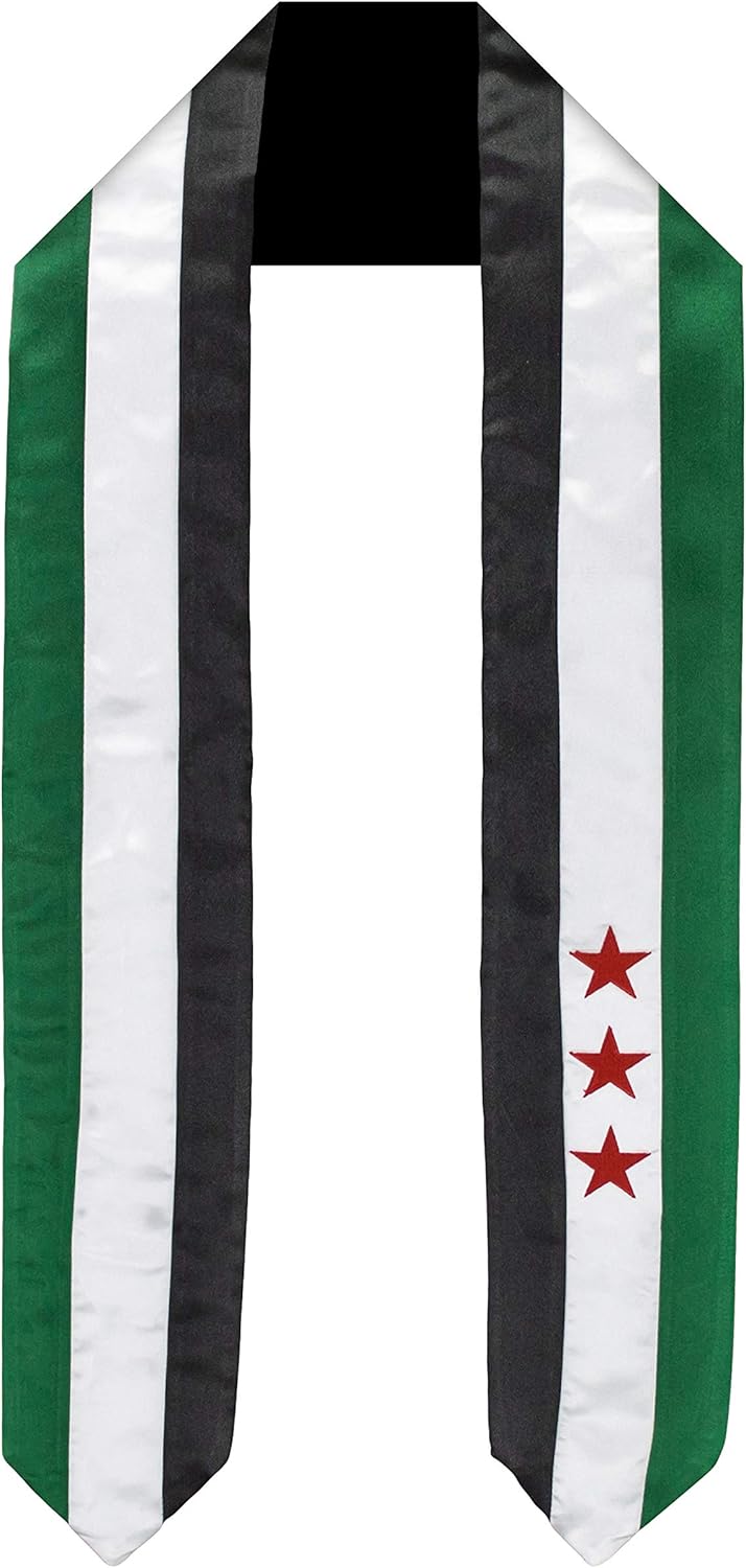 Vision Wear - Syria Independence and Freedom Flag Graduation Sash/Stole - Luxurious Cultural Symbol - Embrace Your Heritage - Pride & Honor Sash