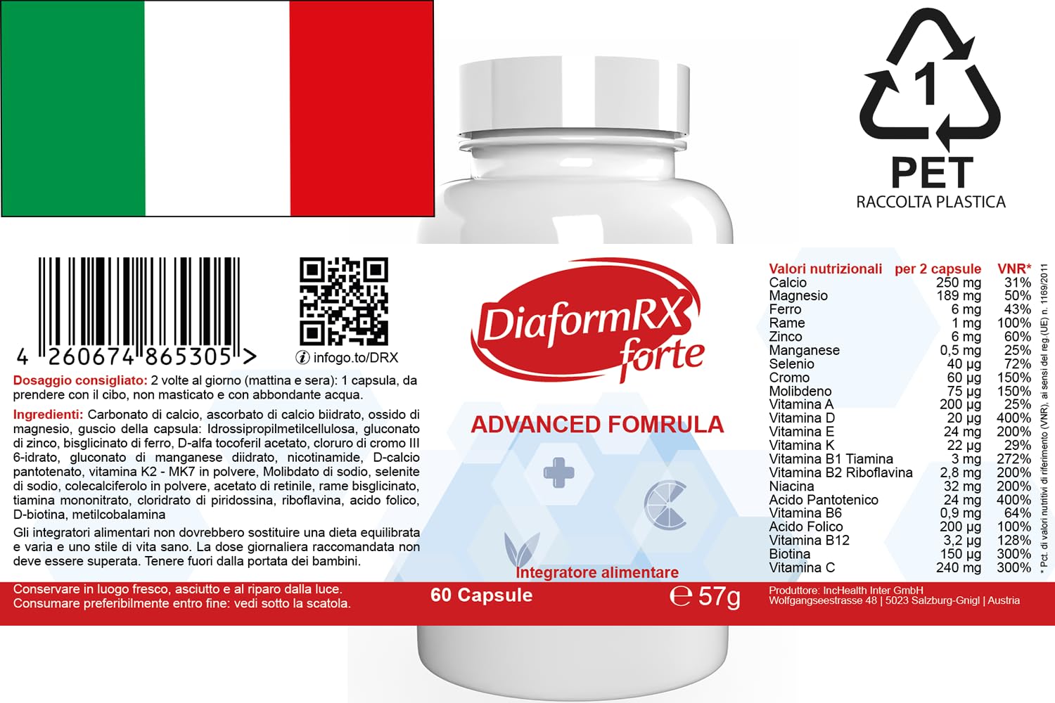 Diaform RX Forte – 300 capsule (5 x 60 capsule), confezione da 5