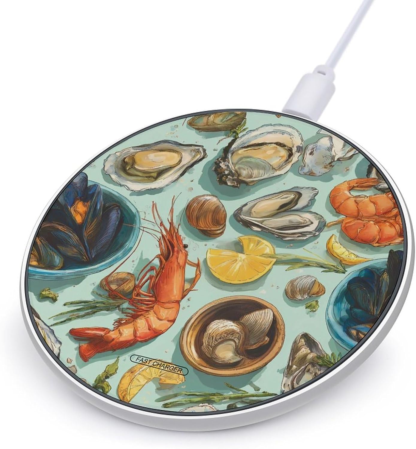 Seafood Sea Food Portable Phone Charger Charging Station Pad 10W