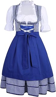 GloryStar Women's German Dirndl Beer Dress 3 Pieces Costumes for Bavarian Oktoberfest Carnival Festival