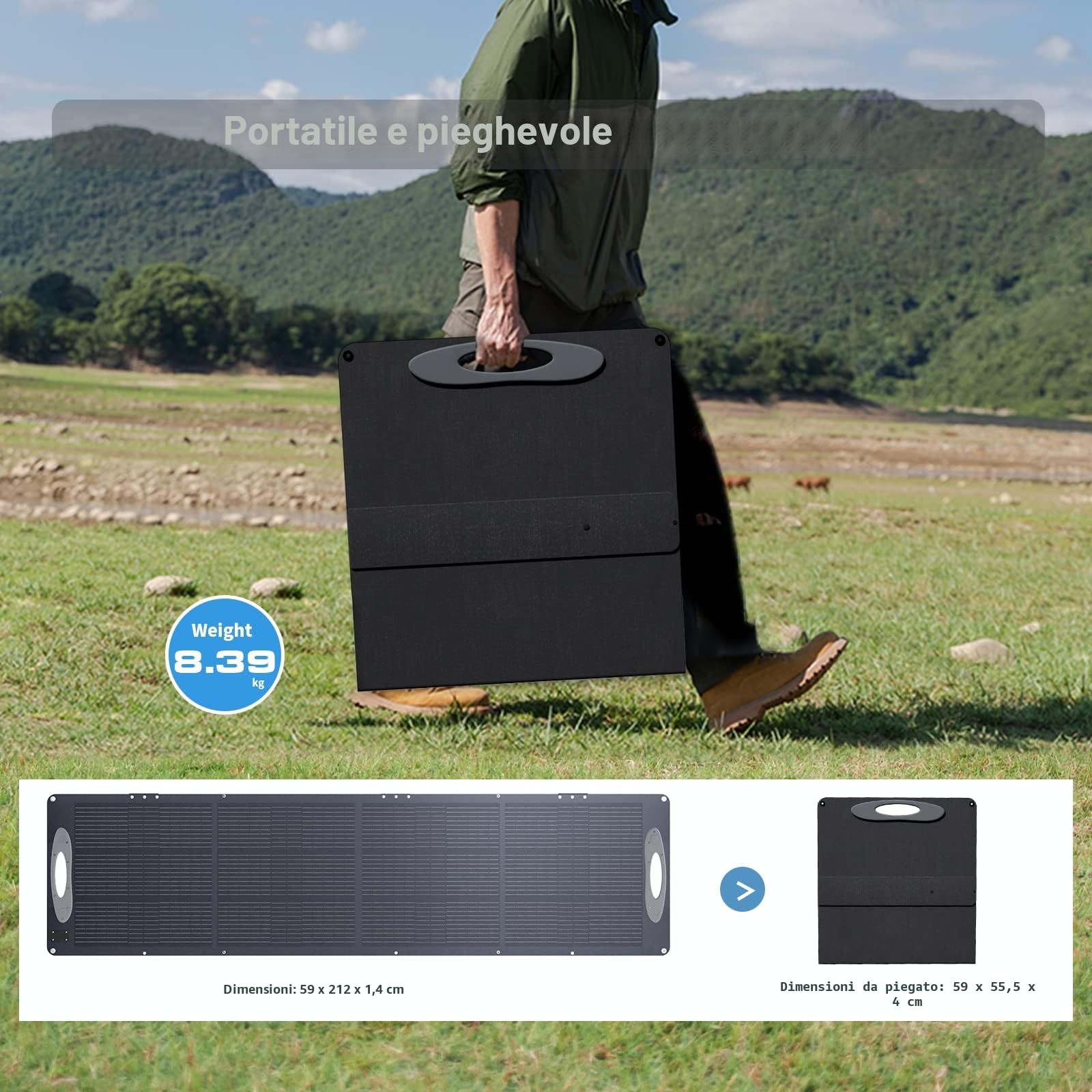 VDL 200W Pannelli Solari Portatile, Caricatore Solare per Celle Solari Monocristalline da 20V, Generatore Solare con Multi-Contatto 4, Compatibile con la Maggior Parte delle Centrali Elettriche