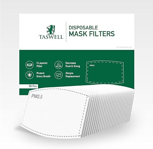 50pcs PM2.5 Activated Carbon Filter Mask Filters Replacement Pads PM