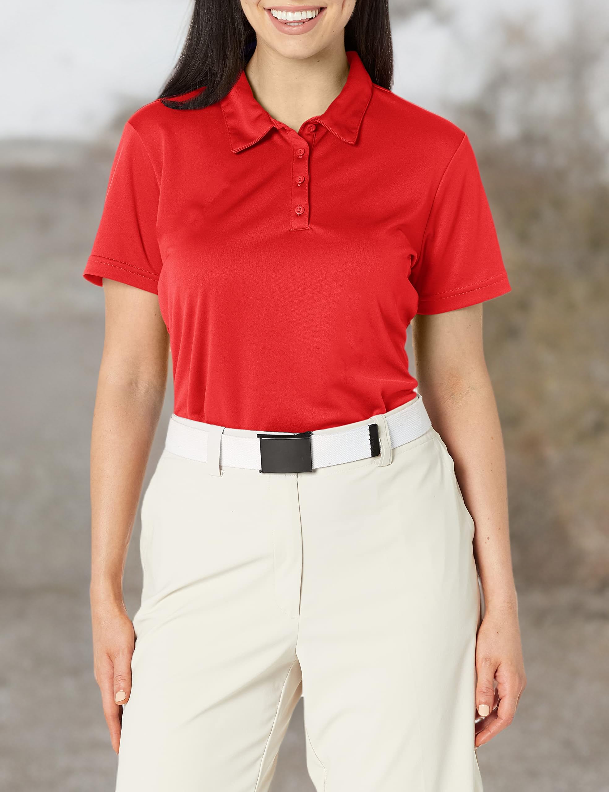 adidas Golf Women's Performance Primegreen Polo Shirt, Collegiate Red, Large