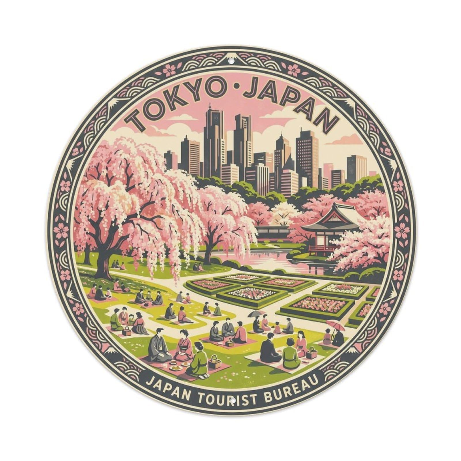 Tokyo Shinjuku Gyoen Garden Cherry Blossom Spring Metal Tin Sign