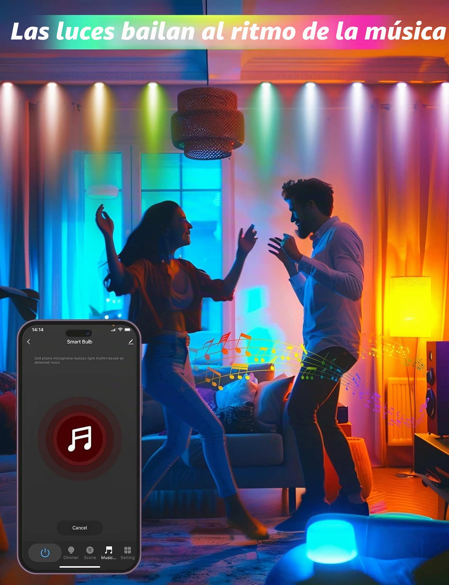 Bombilla Alexa LED Inteligente GU10, Lámpara Inteligente 5W 2700-6500K Luces Cálidas/Frías & RGB ajustable, Sincronizar con música, Conexión rápida Funciona con Alexa y Google Home,4 PCS