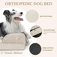 Vista 6 de Comfort Expression Orthopedic Dog Bed for Extra Large Dogs 42x30 Inch, Waterproof Supportive Egg Crate Foam XL Pet Bed with Removable Bolsters, Dog