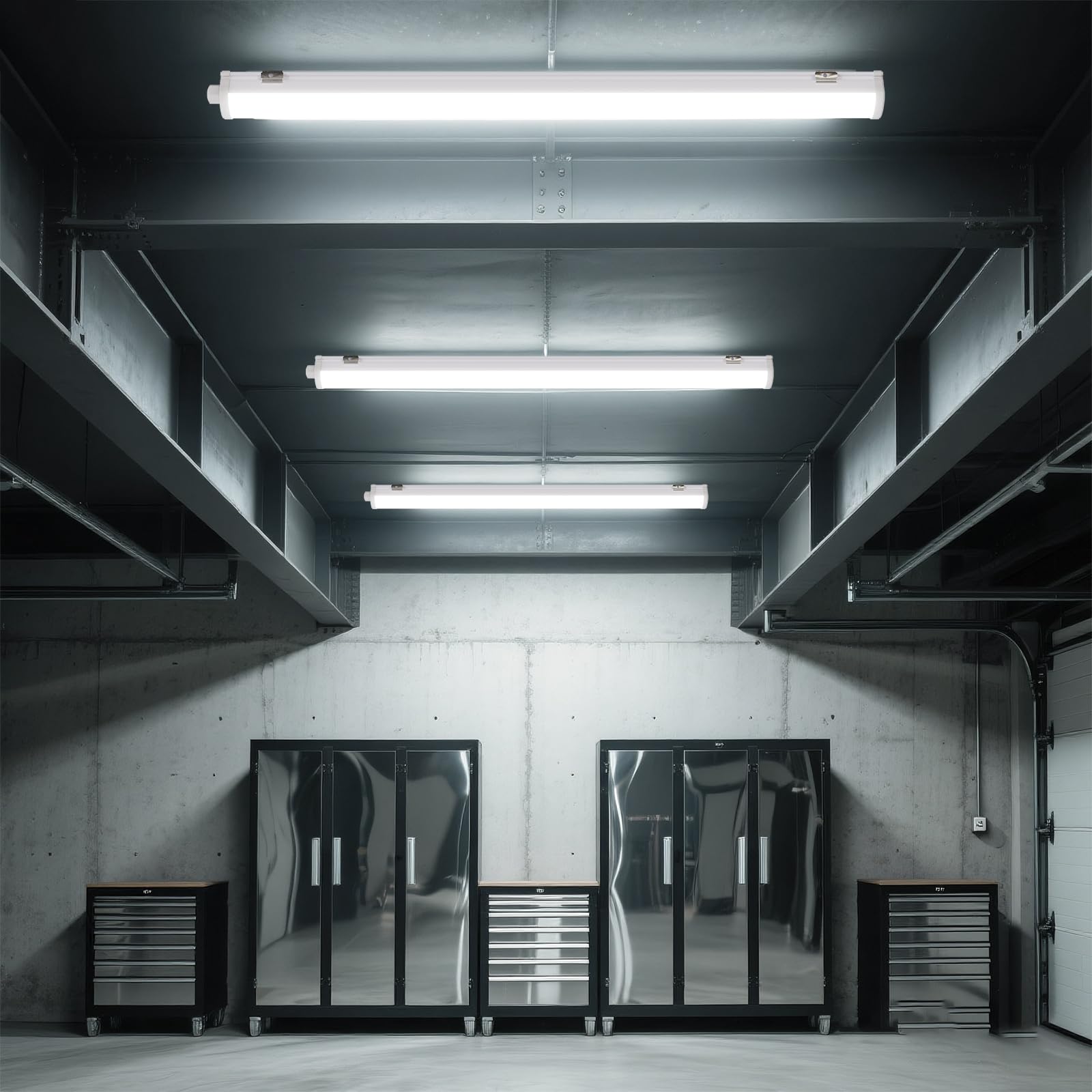 LQWELL LED Feuchtraumleuchte, LED Röhre 150x6.8x5cm IP65 Wasserfest, 45W 5050LM 6500K, Deckenleuchte Lange als Kellerleuchte, Wannenleuchte, Nassraumleuchte, Garagelampe, Werkstattlampe, 4 Stück