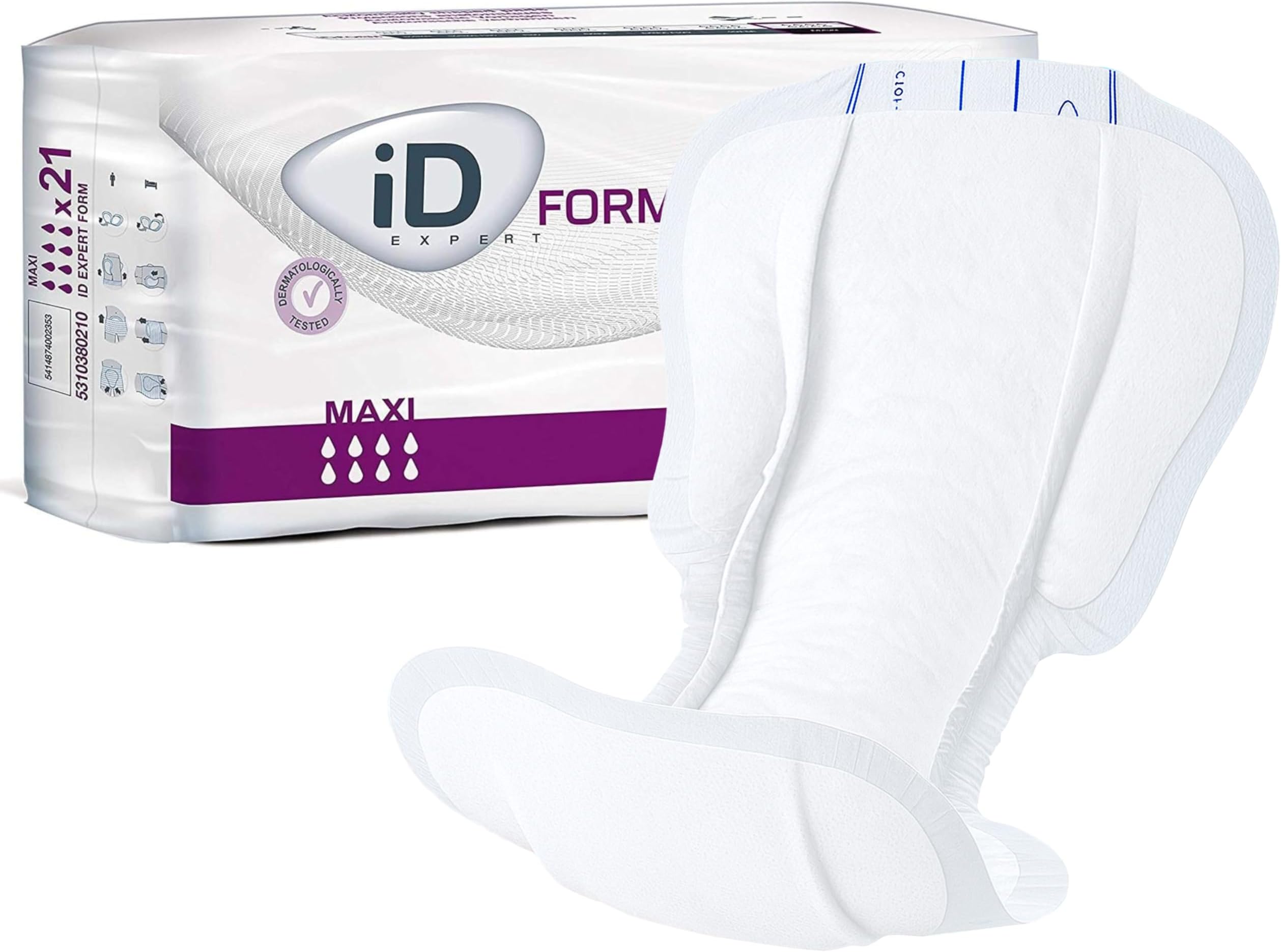 iD Sensitive Form Disposable Maxi Incontinence Pads, Men's and Women's, Anti-Leak Protection, Wetness Indicator, Odour Control, 20 Pads