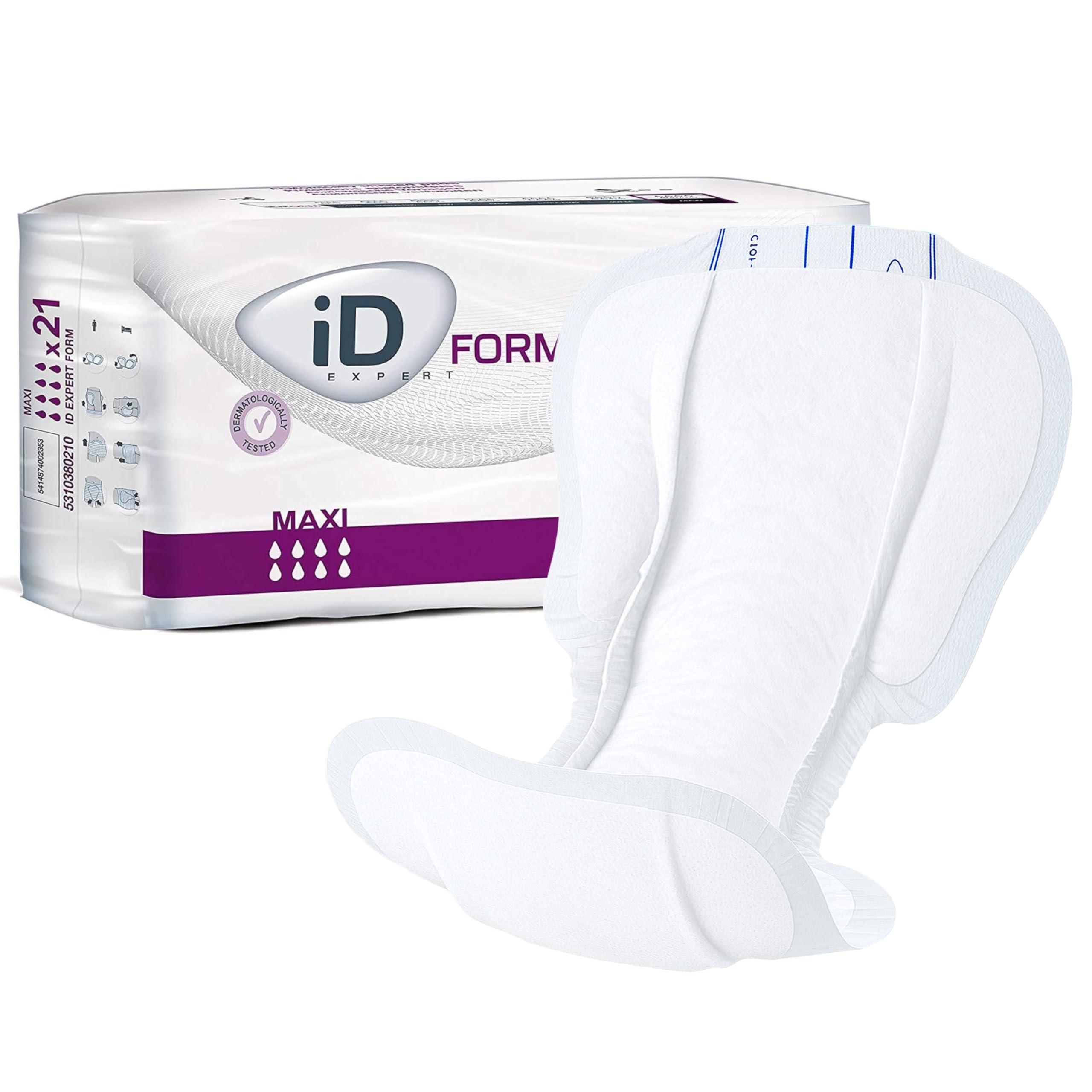 iD Expert Form Disposable Maxi Incontinence Pads, Men's and Women's, Anti-Leak Protection, Wetness Indicator, Odour Control, 1030ml, 21 Pads